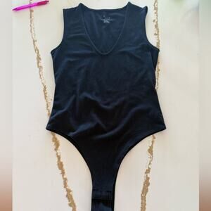 Basic Black V-Neck Bodysuit